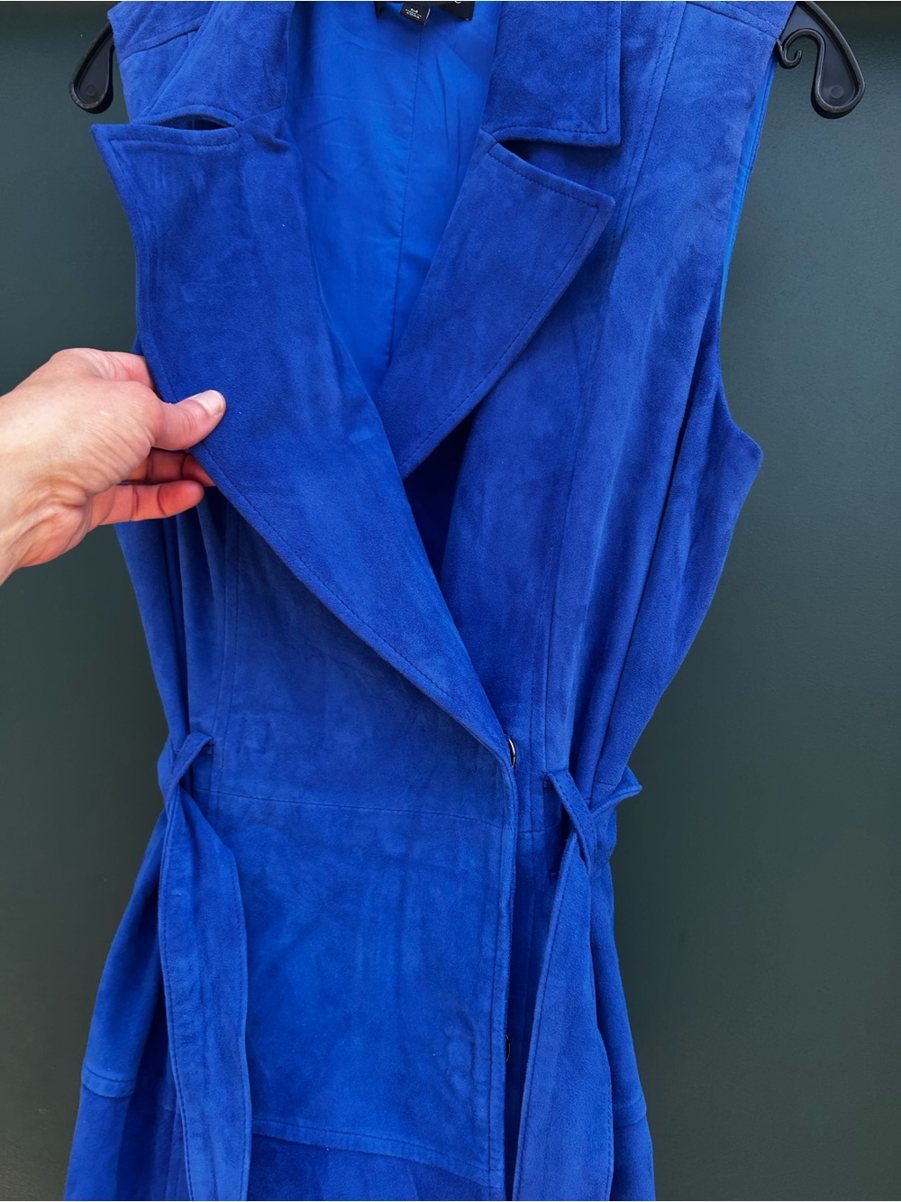 Banana Republic Cobalt Blue Sleeveless Suede Wrap Midi Dress - Picture 6 of 13